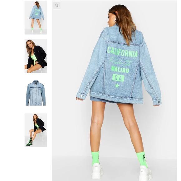 Boohoo Jackets & Blazers - Neon California Oversized Denim Jacket